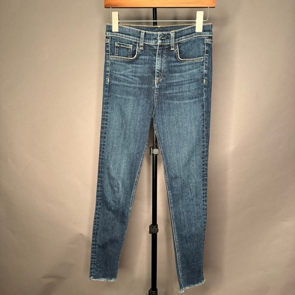 rag & bone Denim - Rag & Bone High Rise Skinny Ankle Jeans Stretch Denim Dark Size 25